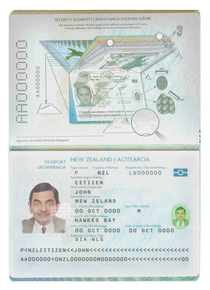 Download New Zealand passport  (2005 – present) Photoshop template